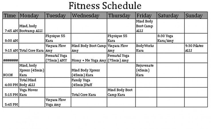 Sample Week after week Wellness Schedule for Seniors